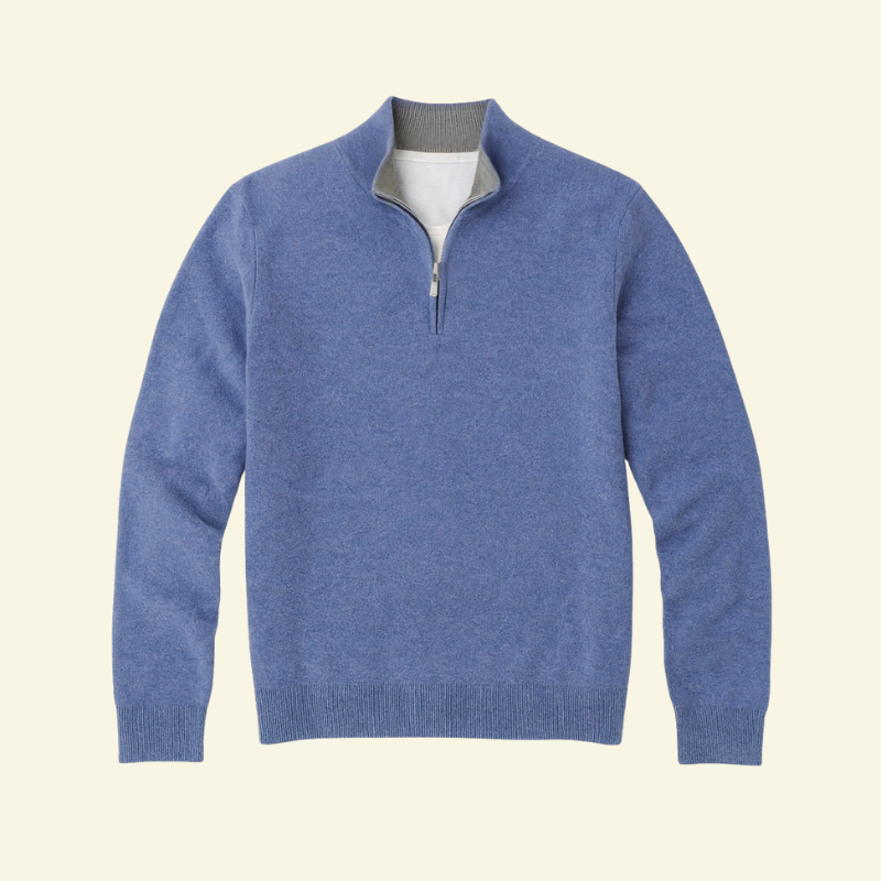 Herrenpullover mit hohem Kragen und halbem Reißverschluss - 12 - Jasminaboutique.com