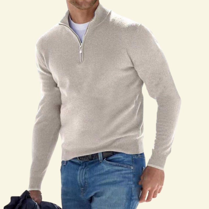 Herrenpullover mit hohem Kragen und halbem Reißverschluss - 18 - Jasminaboutique.com