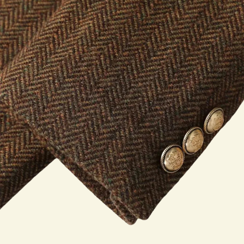 Doppelreihiger Tweed-Blazer für Damen mit Gürtel in der Taille - 5 - Jasminaboutique.com