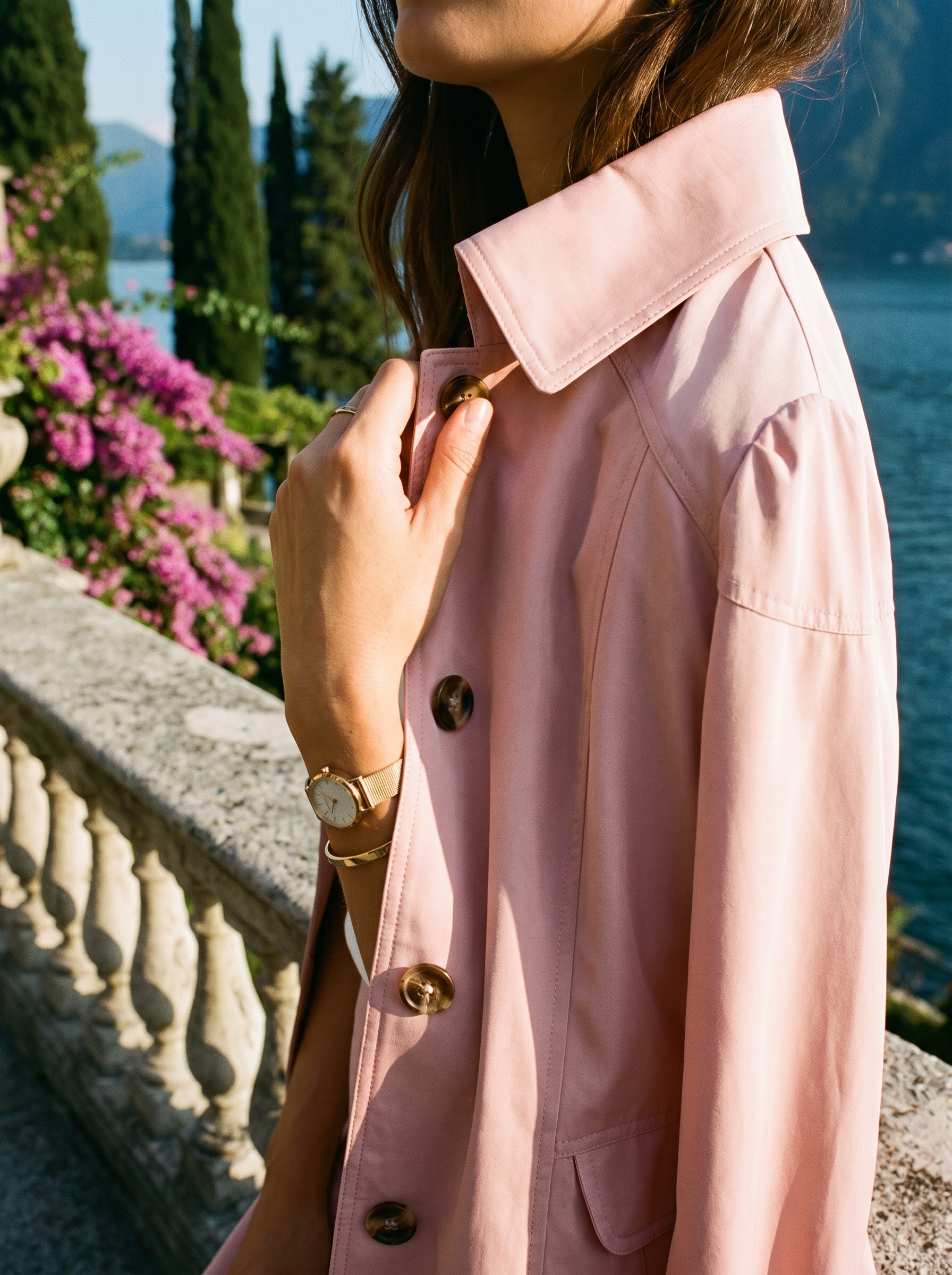Trenchcoat für Damen, taillierte Passform mit Gürtel - 4 - Jasminaboutique.com