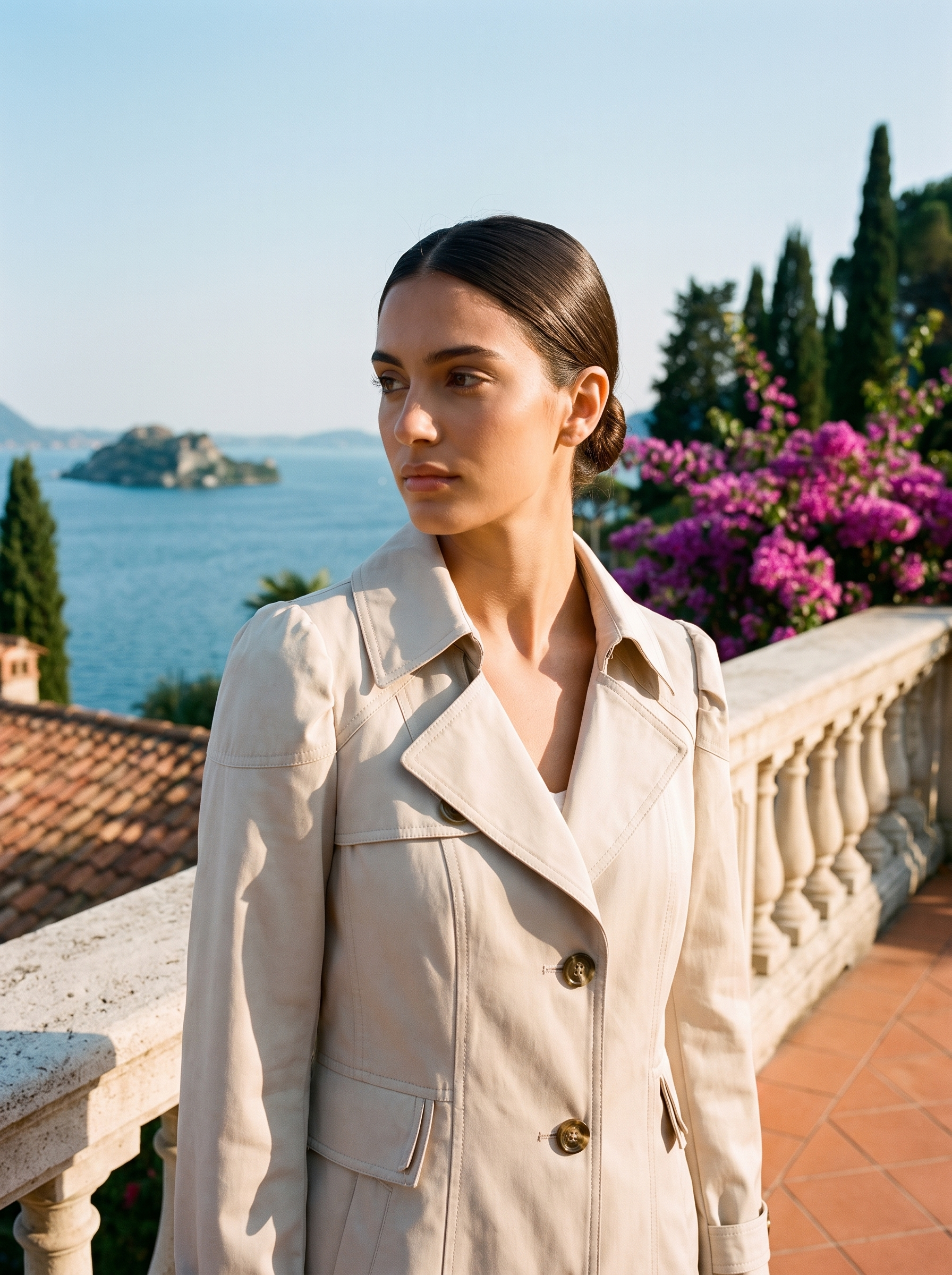 Trenchcoat für Damen, taillierte Passform mit Gürtel - 5 - Jasminaboutique.com