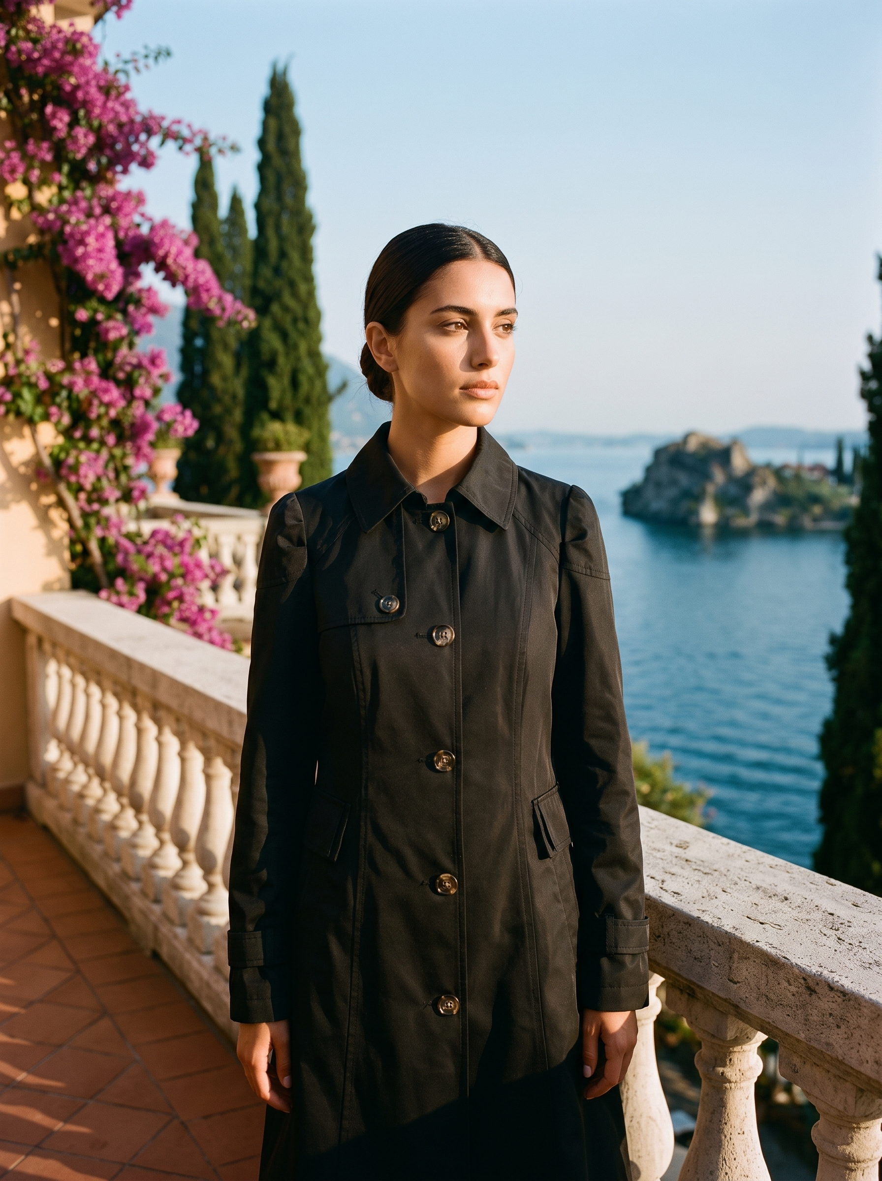 Trenchcoat für Damen, taillierte Passform mit Gürtel - 6 - Jasminaboutique.com