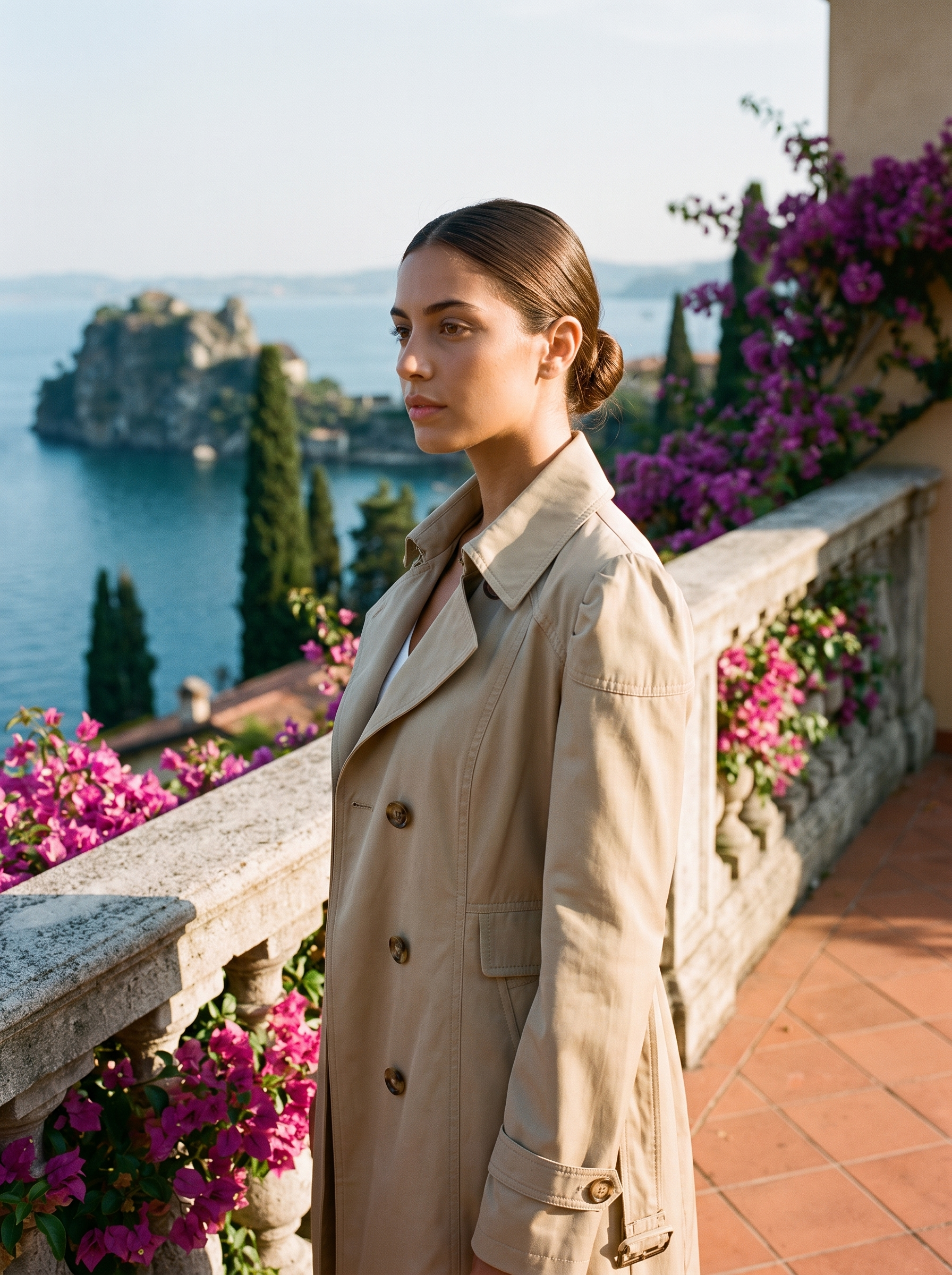Trenchcoat für Damen, taillierte Passform mit Gürtel - 7 - Jasminaboutique.com