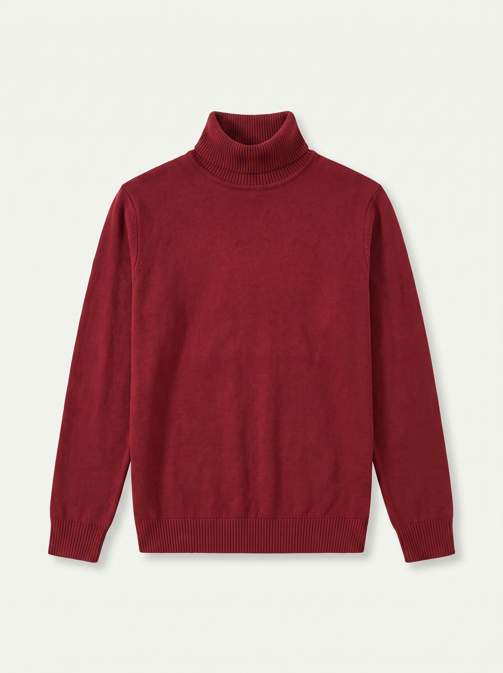 Herren-Rollkragenpullover in sattem Burgunderrot mit klassischer Passform - 5 - Jasminaboutique.com
