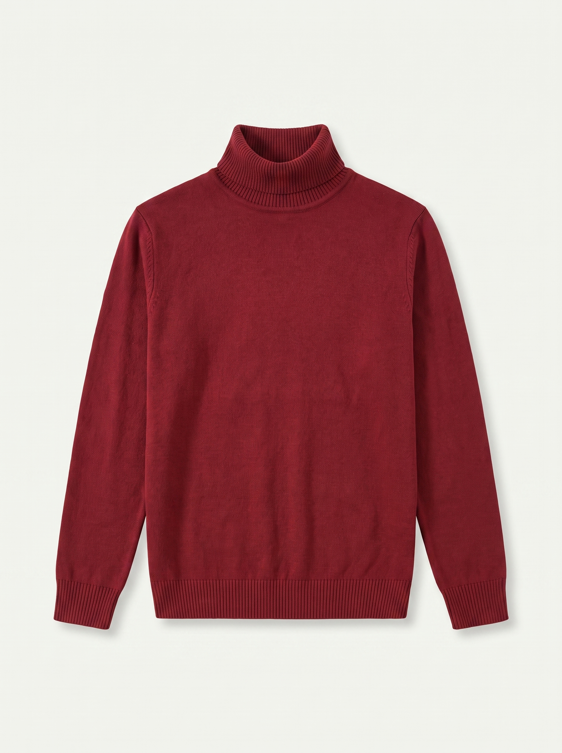 Herren-Rollkragenpullover in sattem Burgunderrot mit klassischer Passform - 5 - Jasminaboutique.com