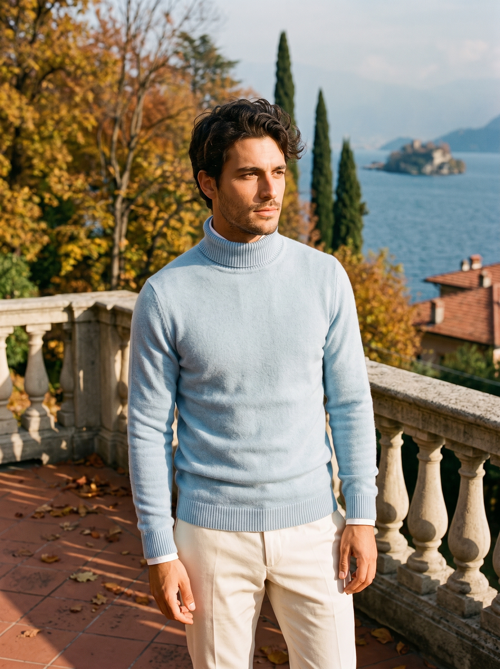 Herren-Rollkragenpullover in sattem Burgunderrot mit klassischer Passform - 6 - Jasminaboutique.com
