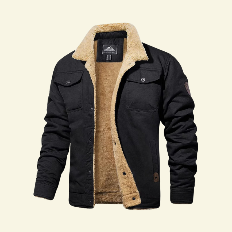 Herrenjacke mit Sherpa-Futter und Knopfverschluss - 1 - Jasminaboutique.com