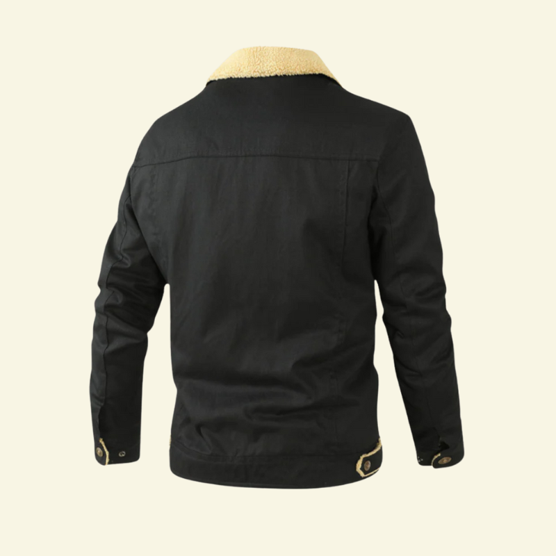Herrenjacke mit Sherpa-Futter und Knopfverschluss - 2 - Jasminaboutique.com