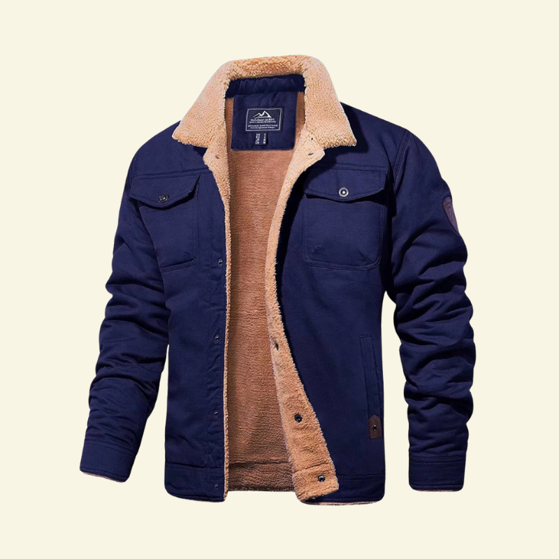 Herrenjacke mit Sherpa-Futter und Knopfverschluss - 4 - Jasminaboutique.com