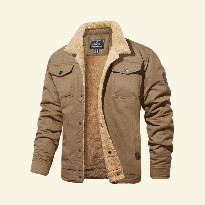 Herrenjacke mit Sherpa-Futter und Knopfverschluss - 5 - Jasminaboutique.com