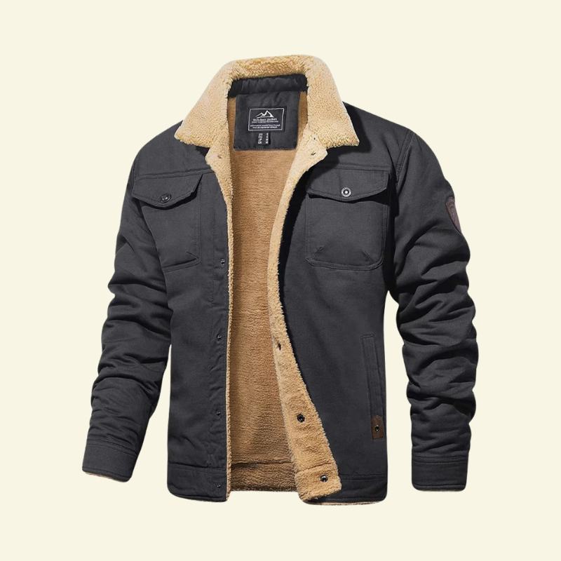 Herrenjacke mit Sherpa-Futter und Knopfverschluss - 6 - Jasminaboutique.com