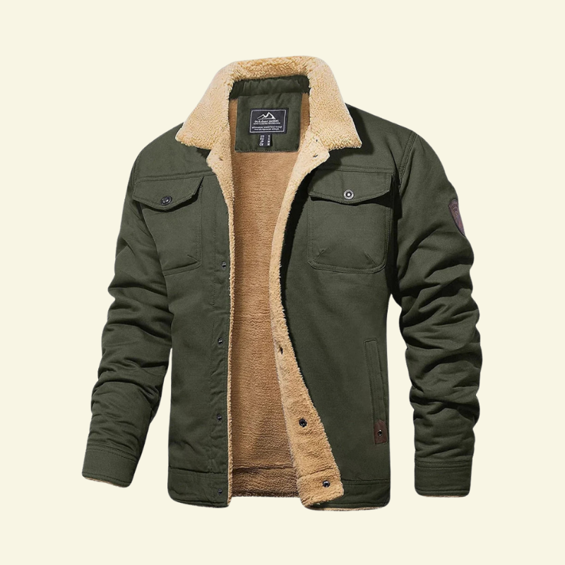 Herrenjacke mit Sherpa-Futter und Knopfverschluss - 7 - Jasminaboutique.com