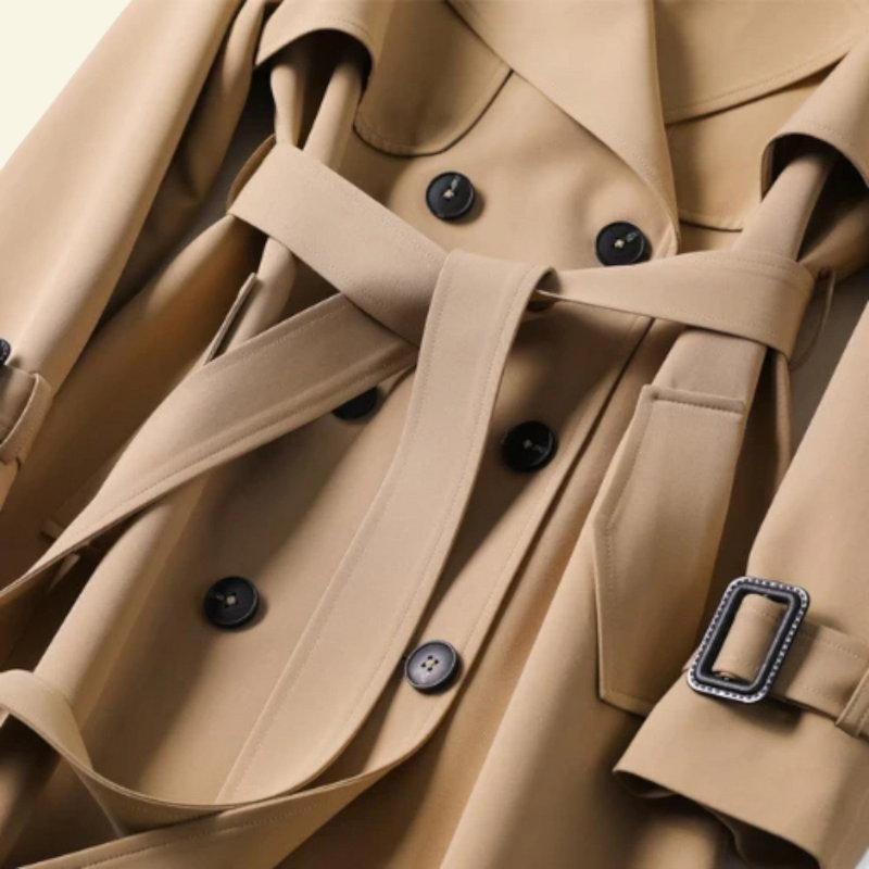 Trenchcoat für Damen, zweireihig, elegantes Design - 5 - Jasminaboutique.com