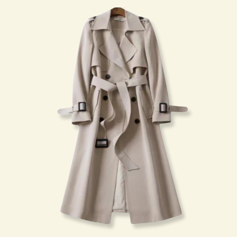 Trenchcoat für Damen, zweireihig, elegantes Design - 7 - Jasminaboutique.com