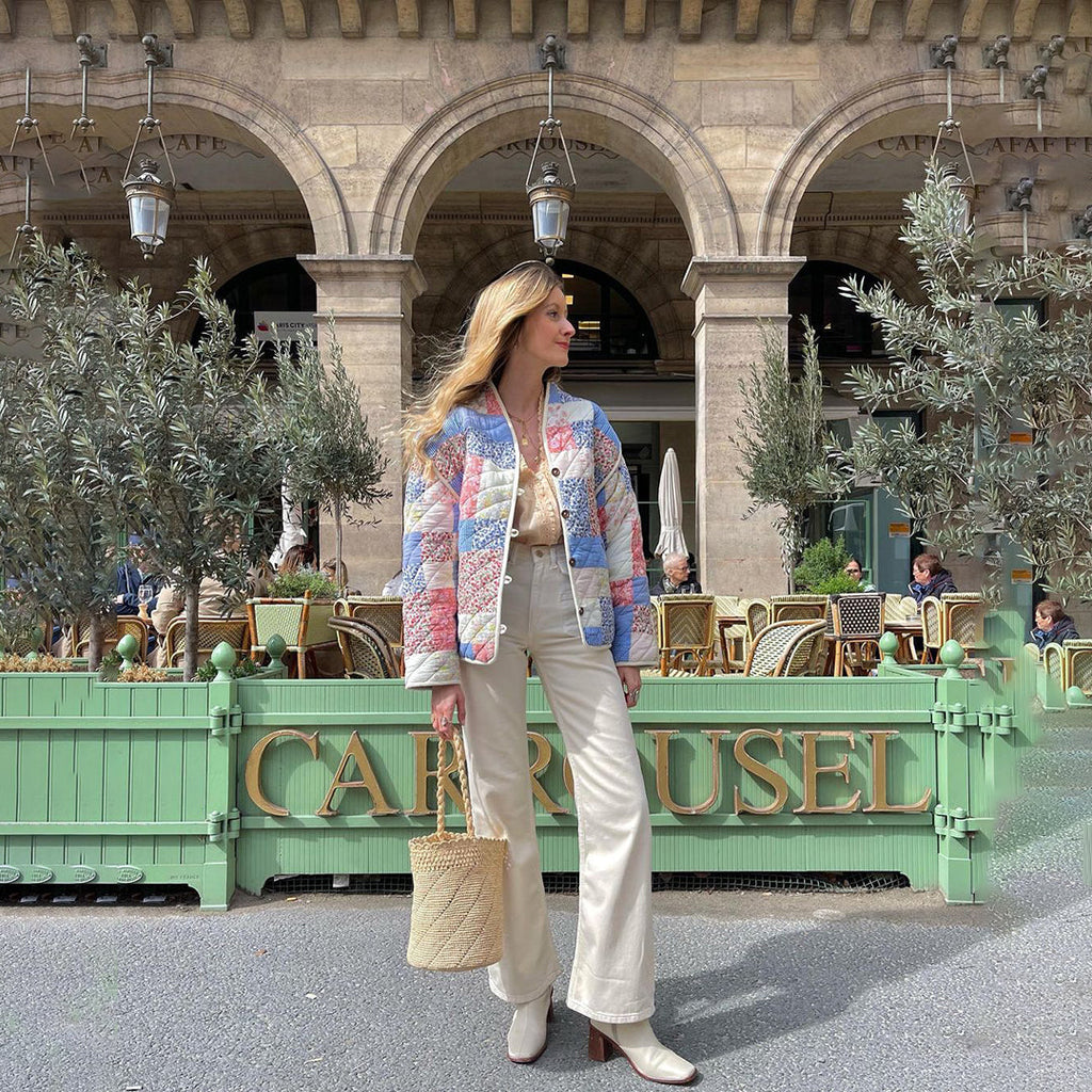Damenjacke mit Blumenmuster, lockerer Passform und farbenfrohem Design - 5 - Jasminaboutique.com
