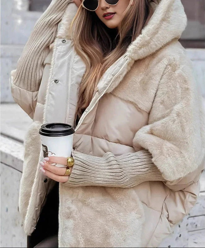 Damen-Steppjacke mit Kapuze und edlen Pelzbesätzen - 4 - Jasminaboutique.com