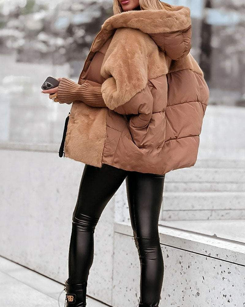 Damen-Steppjacke mit Kapuze und edlen Pelzbesätzen - 6 - Jasminaboutique.com