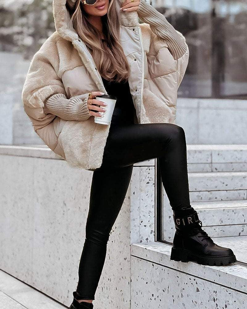 Damen-Steppjacke mit Kapuze und edlen Pelzbesätzen - 9 - Jasminaboutique.com