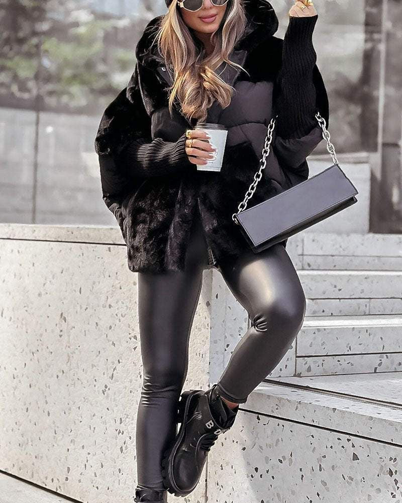 Damen-Steppjacke mit Kapuze und edlen Pelzbesätzen - 10 - Jasminaboutique.com