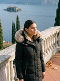 Damen-Steppjacke mit abnehmbarer Pelzkapuze und taillierter Passform - 1 - Jasminaboutique.com