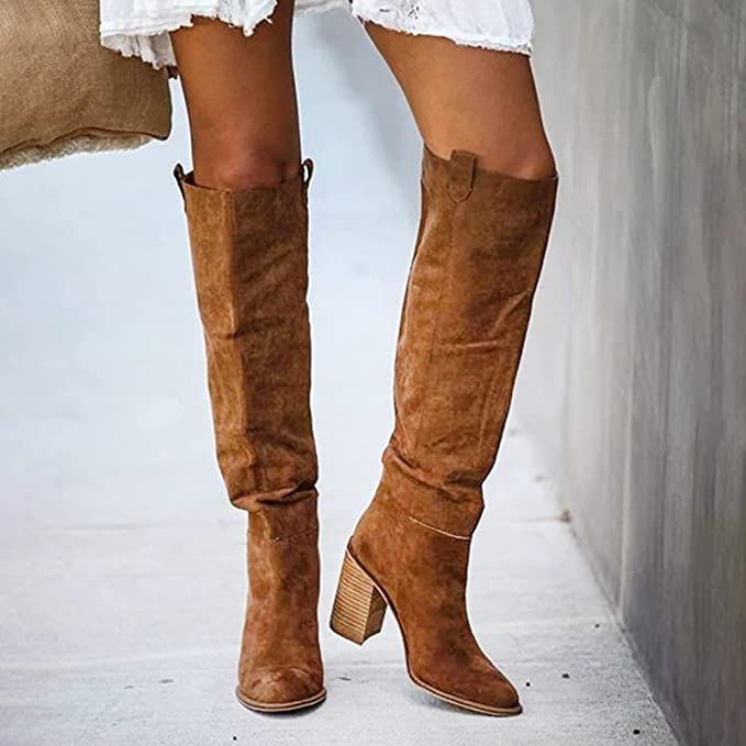 Kniehohe Damenstiefel im eleganten Western-Look mit Blockabsatz | J&B - 7 - Jasminaboutique.com