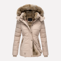 Damen-Steppjacke mit Kapuze und Kunstfellbesatz - 2 - Jasminaboutique.com