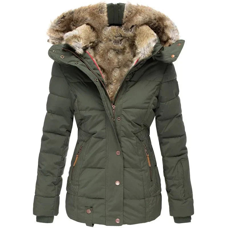 Damen-Winterjacke mit Kapuze – Stilvolles, figurbetontes Design - 2 - Jasminaboutique.com