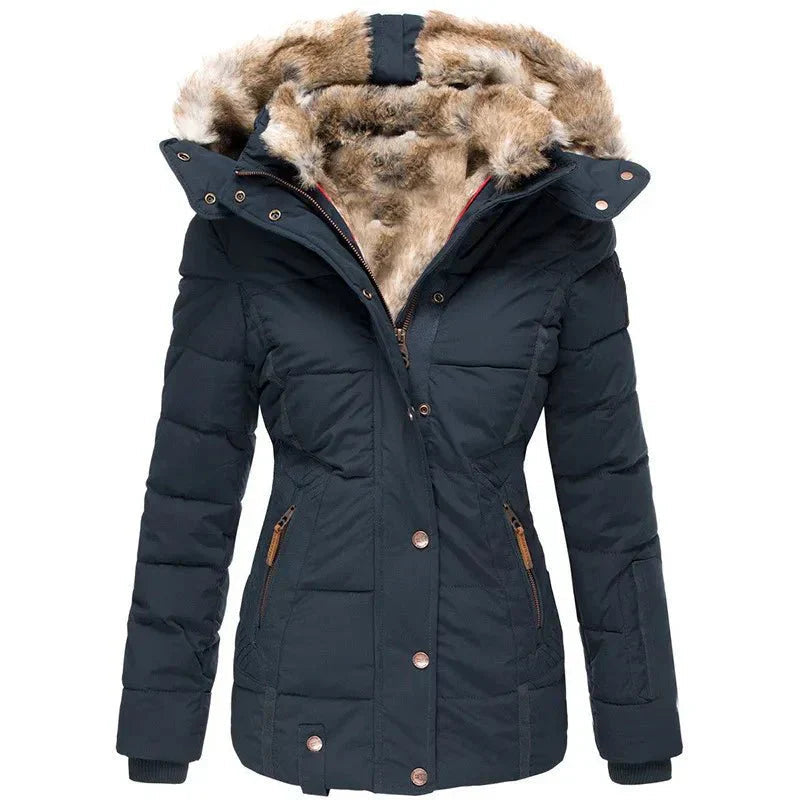 Damen-Winterjacke mit Kapuze – Stilvolles, figurbetontes Design - 3 - Jasminaboutique.com