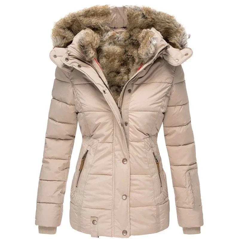 Damen-Winterjacke mit Kapuze – Stilvolles, figurbetontes Design - 4 - Jasminaboutique.com