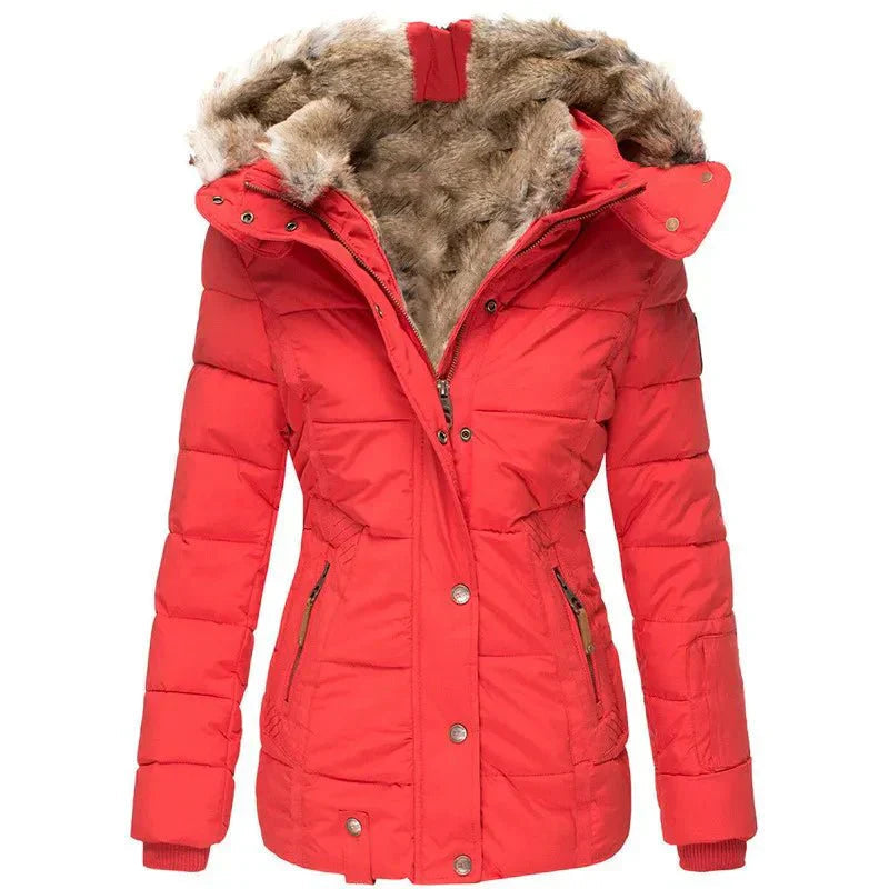 Damen-Winterjacke mit Kapuze – Stilvolles, figurbetontes Design - 5 - Jasminaboutique.com