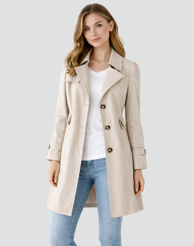 Damen-Trenchcoat im klassischen Stil mit Gürtel in der Taille - 5 - Jasminaboutique.com