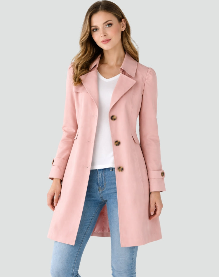 Damen-Trenchcoat im klassischen Stil mit Gürtel in der Taille - 6 - Jasminaboutique.com