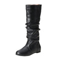 Lässige Damen-Reitstiefel mit hoher Taille und runder Zehenpartie - 7 - Jasminaboutique.com