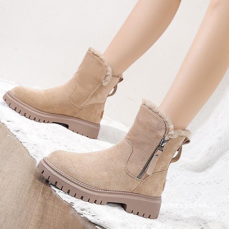 Damen-Stiefeletten mit niedrigem, quadratischem Absatz und weichem Futter - 2 - Jasminaboutique.com