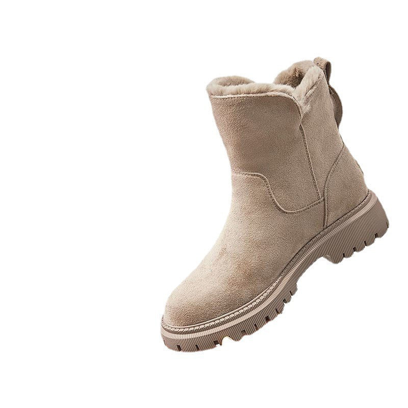 Damen-Stiefeletten mit niedrigem, quadratischem Absatz und weichem Futter - 5 - Jasminaboutique.com