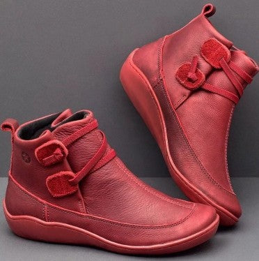 Damen-Stiefeletten mit runder Zehenpartie und flacher Sohle - 3 - Jasminaboutique.com