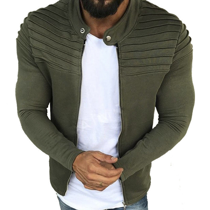 Lässige Herrenjacke mit Reißverschluss und geripptem Design - 1 - Jasminaboutique.com