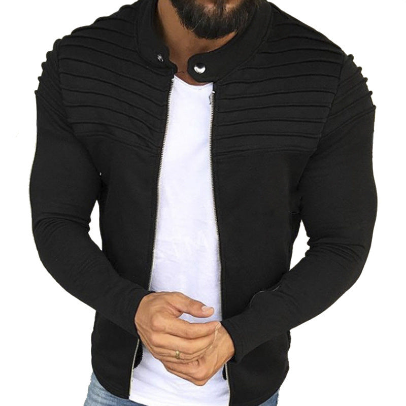 Lässige Herrenjacke mit Reißverschluss und geripptem Design - 2 - Jasminaboutique.com