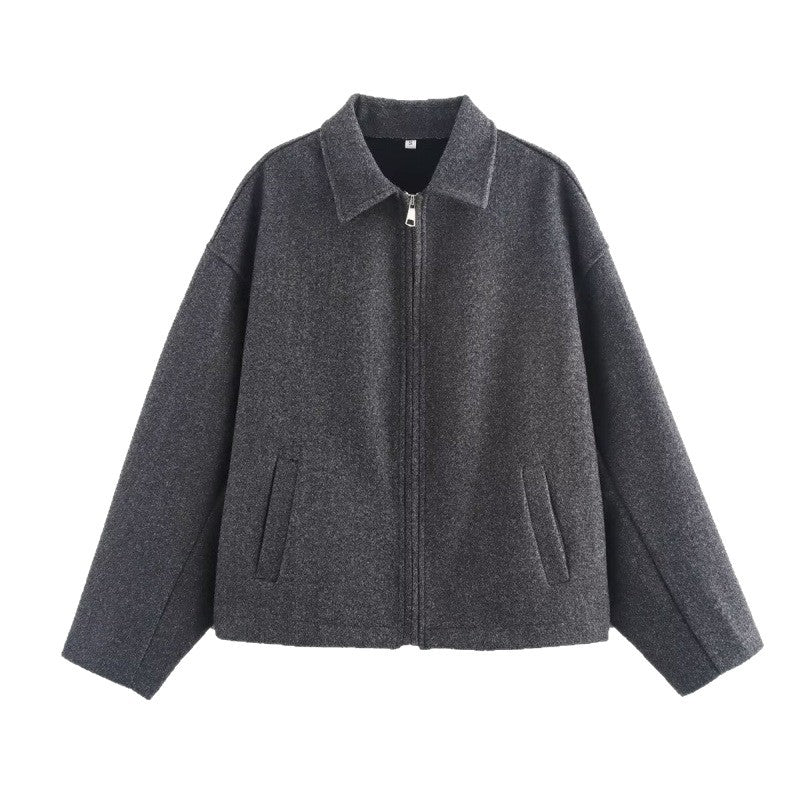 Lässige Damenjacke in lockerer Passform mit Reißverschluss - 2 - Jasminaboutique.com