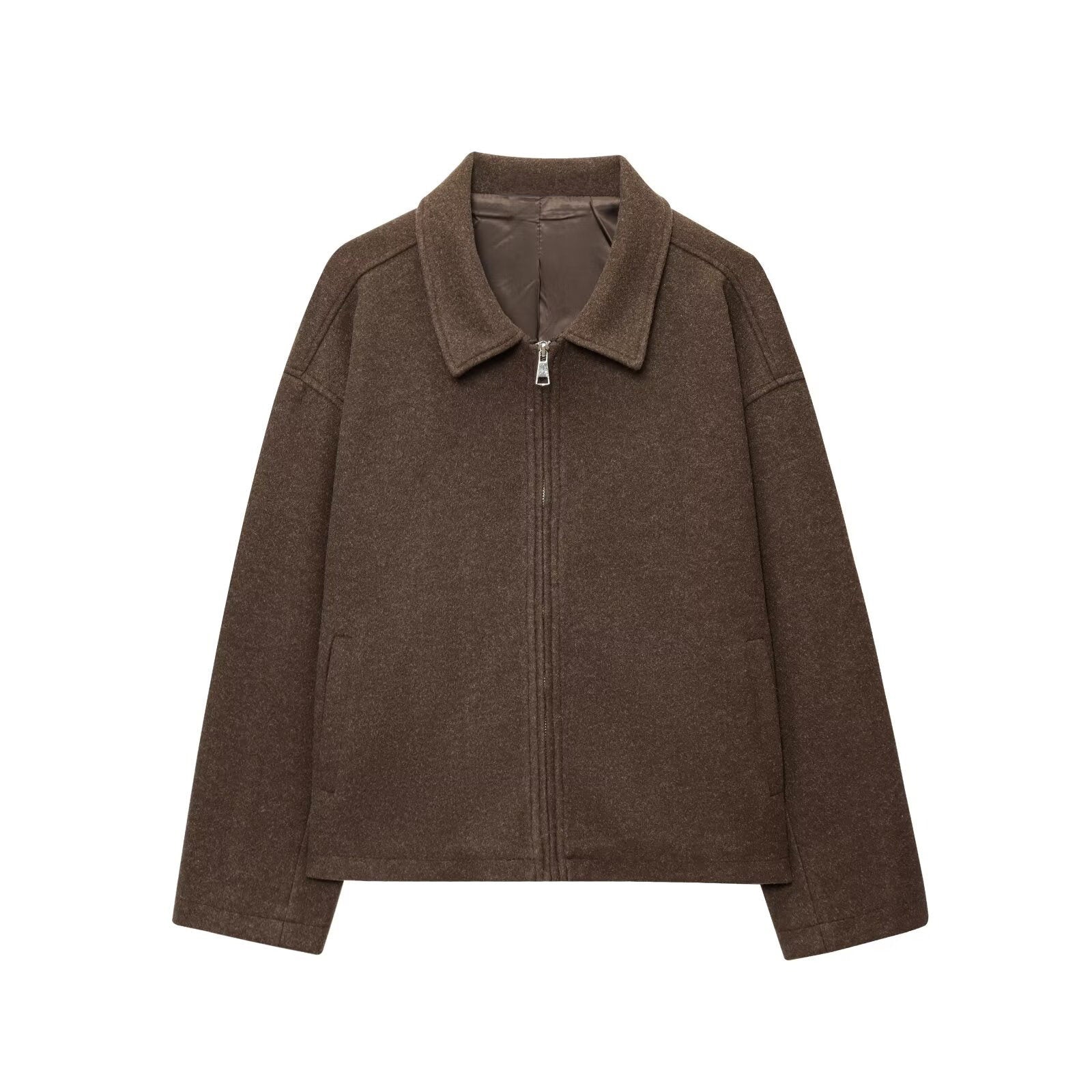 Lässige Damenjacke in lockerer Passform mit Reißverschluss - 3 - Jasminaboutique.com