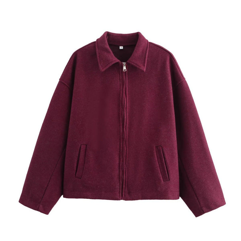 Lässige Damenjacke in lockerer Passform mit Reißverschluss - 4 - Jasminaboutique.com