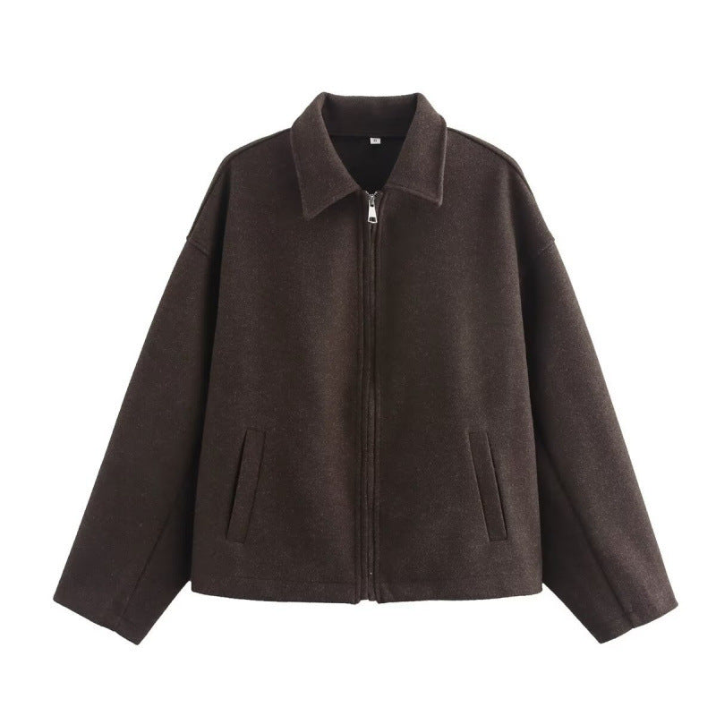 Lässige Damenjacke in lockerer Passform mit Reißverschluss - 9 - Jasminaboutique.com