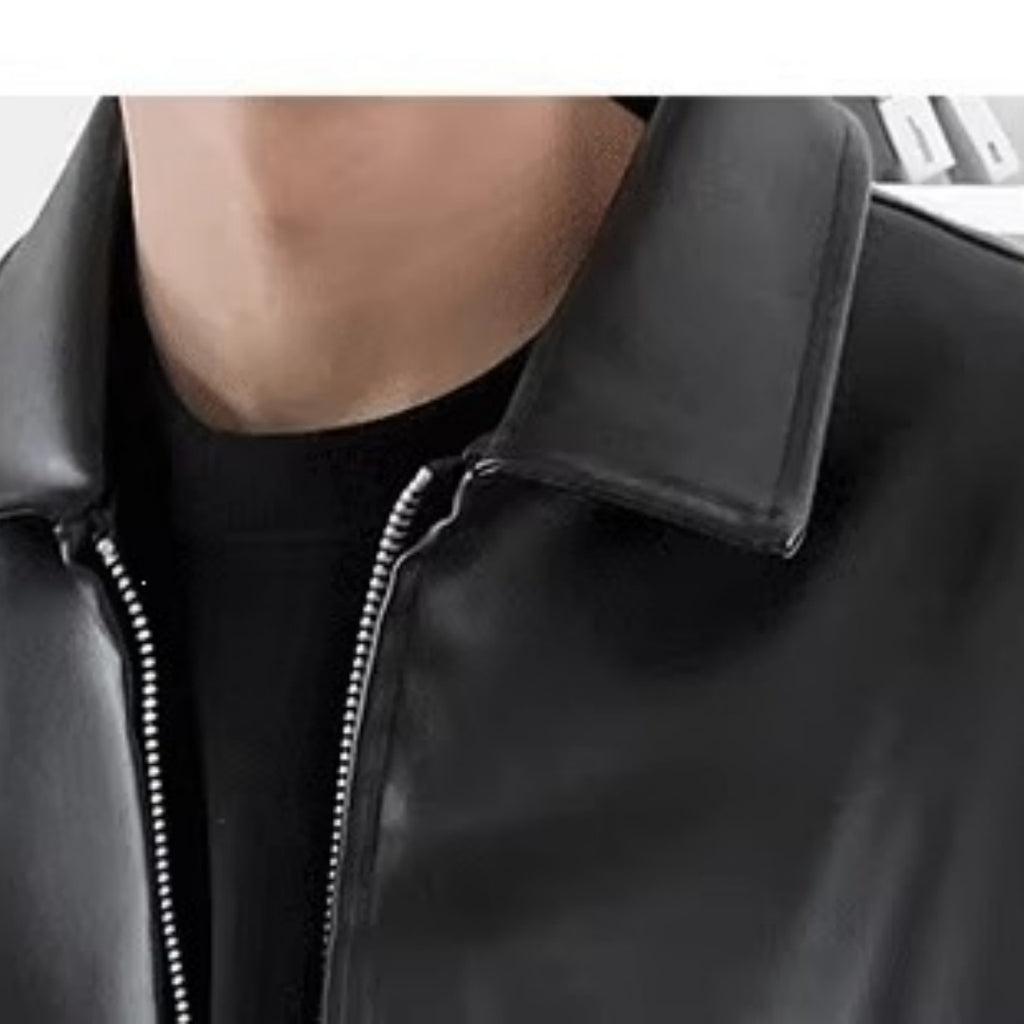 Herren-Bikerjacke mit lockerer Passform und Reißverschluss - 1 - Jasminaboutique.com