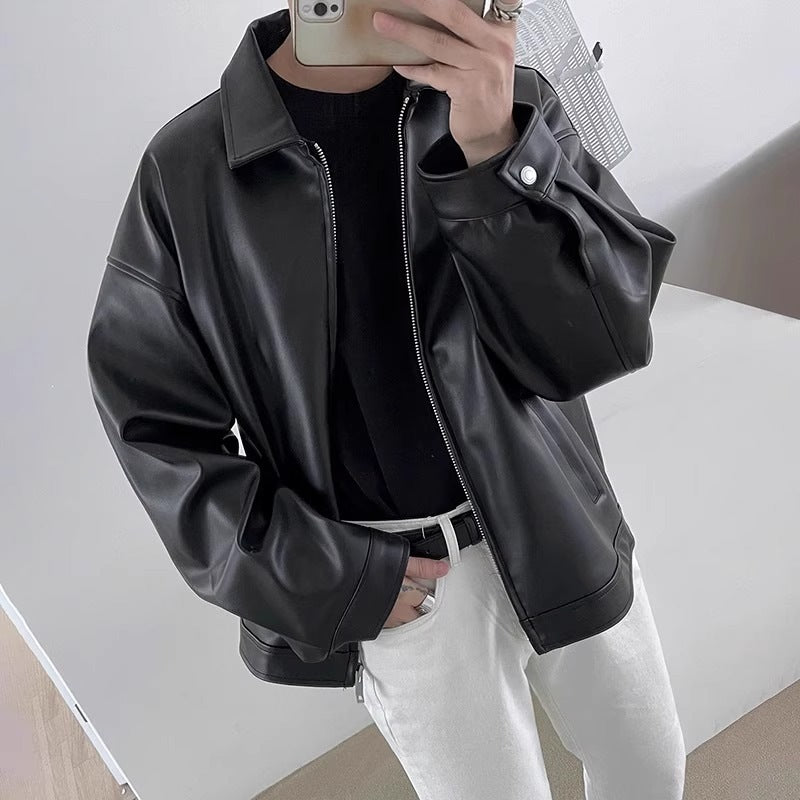 Herren-Bikerjacke mit lockerer Passform und Reißverschluss - 3 - Jasminaboutique.com