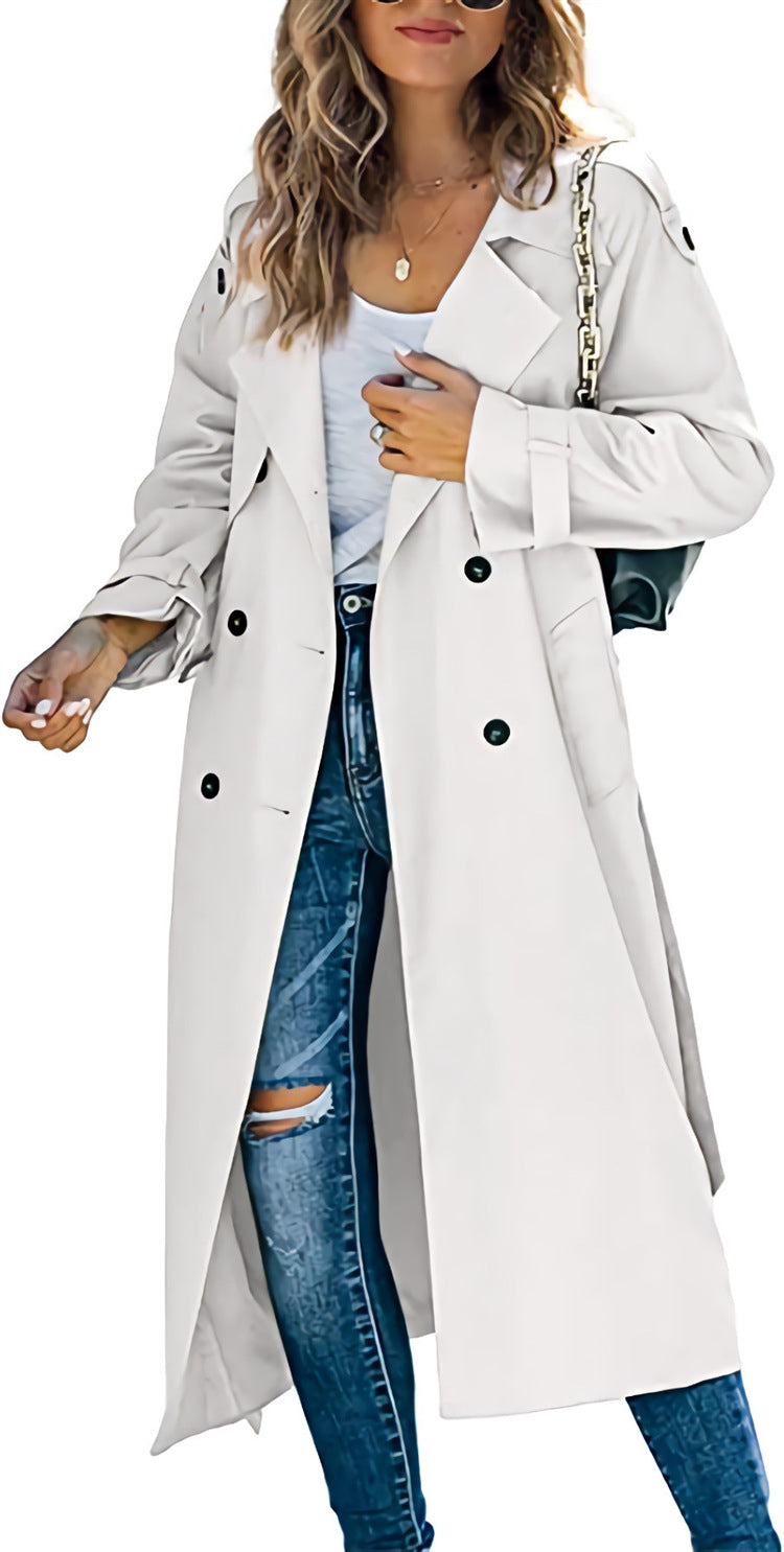 Damen-Trenchcoat in Midi-Länge mit Zweireiher-Verschluss - 3 - Jasminaboutique.com