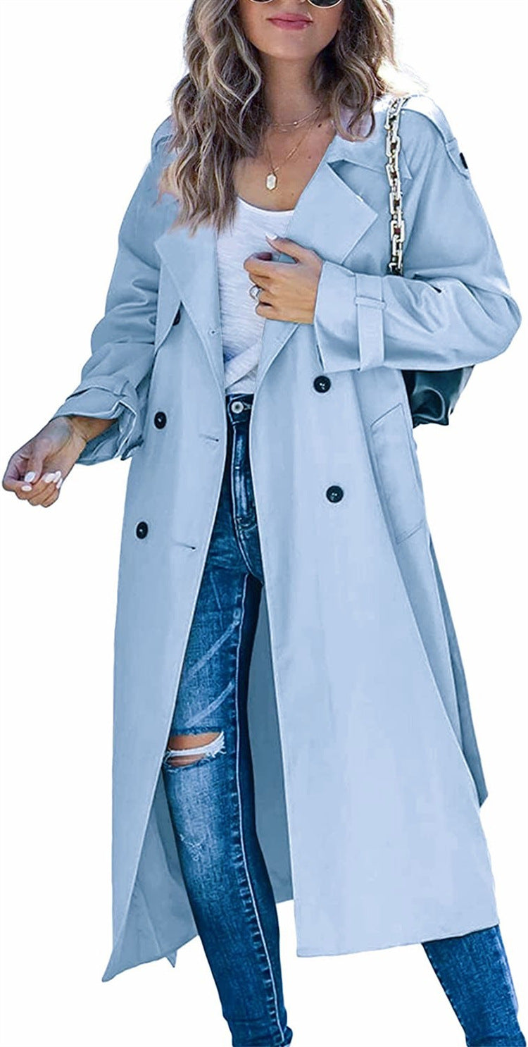 Damen-Trenchcoat in Midi-Länge mit Zweireiher-Verschluss - 7 - Jasminaboutique.com