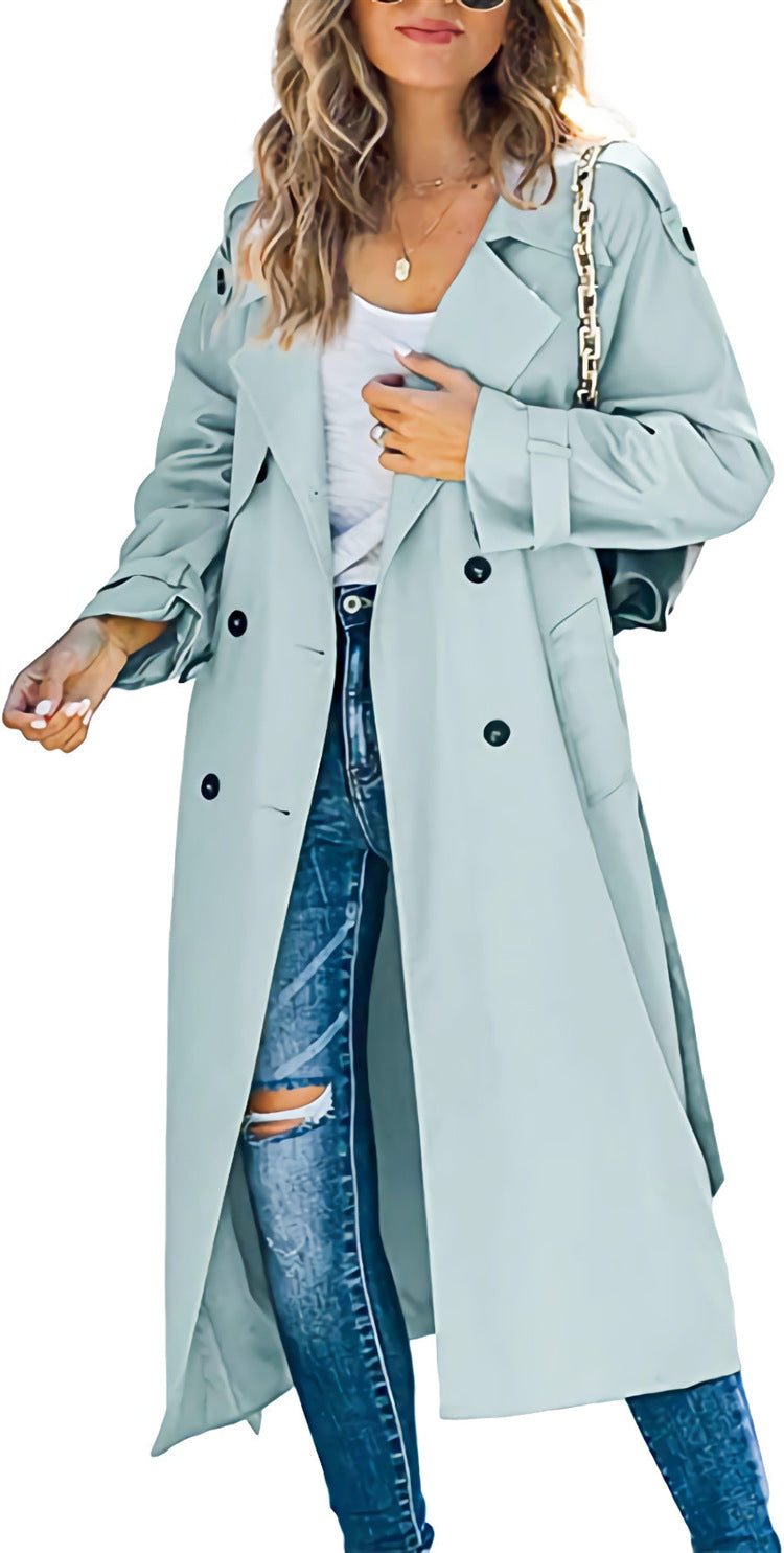 Damen-Trenchcoat in Midi-Länge mit Zweireiher-Verschluss - 12 - Jasminaboutique.com