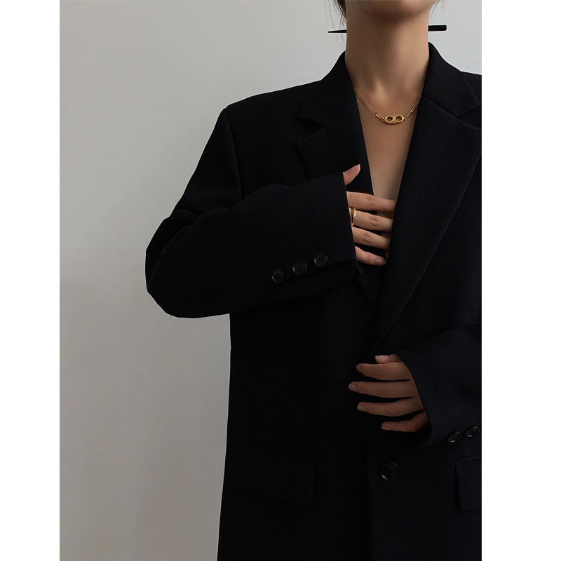 Damenblazer in lockerer Passform mit klassischem Revers und Knopfleiste - 3 - Jasminaboutique.com
