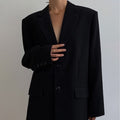 Damenblazer in lockerer Passform mit klassischem Revers und Knopfleiste - 4 - Jasminaboutique.com