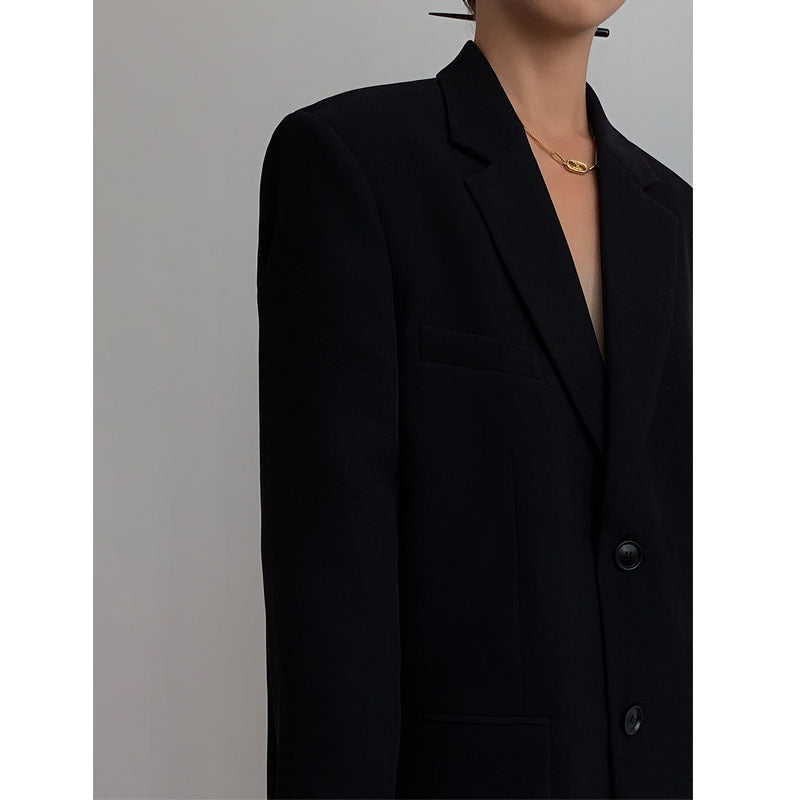 Damenblazer in lockerer Passform mit klassischem Revers und Knopfleiste - 5 - Jasminaboutique.com